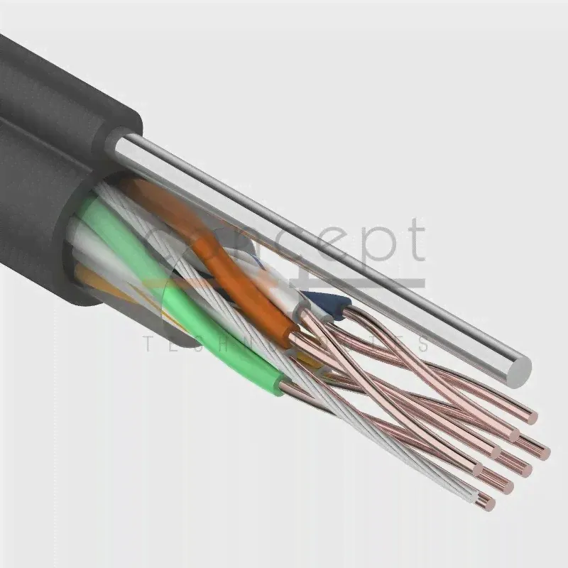 UTP 4PR 24AWG CAT5e 305м OUTDOOR+TR-FG8 (трос) CU с одножильным тросом