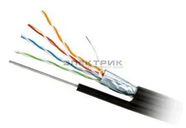 Витая пара уличная с тросом UTP 5e 4х2х0,52 ПЭ медь (305м.), Полимет КТЦП