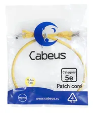 Патч-корд UTP, категория 5e, 0.5 м, неэкранированный, желтый Cabeus PC-UTP-RJ45-Cat.5e-0.5m-YL